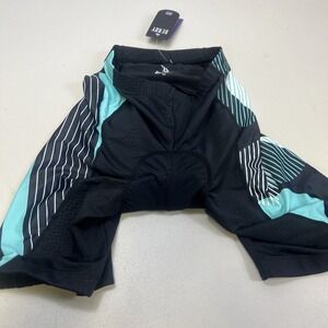 Beroy Cycling Shorts Womens Medium Blue Black Nylon Spandex Padded Rear Pocket